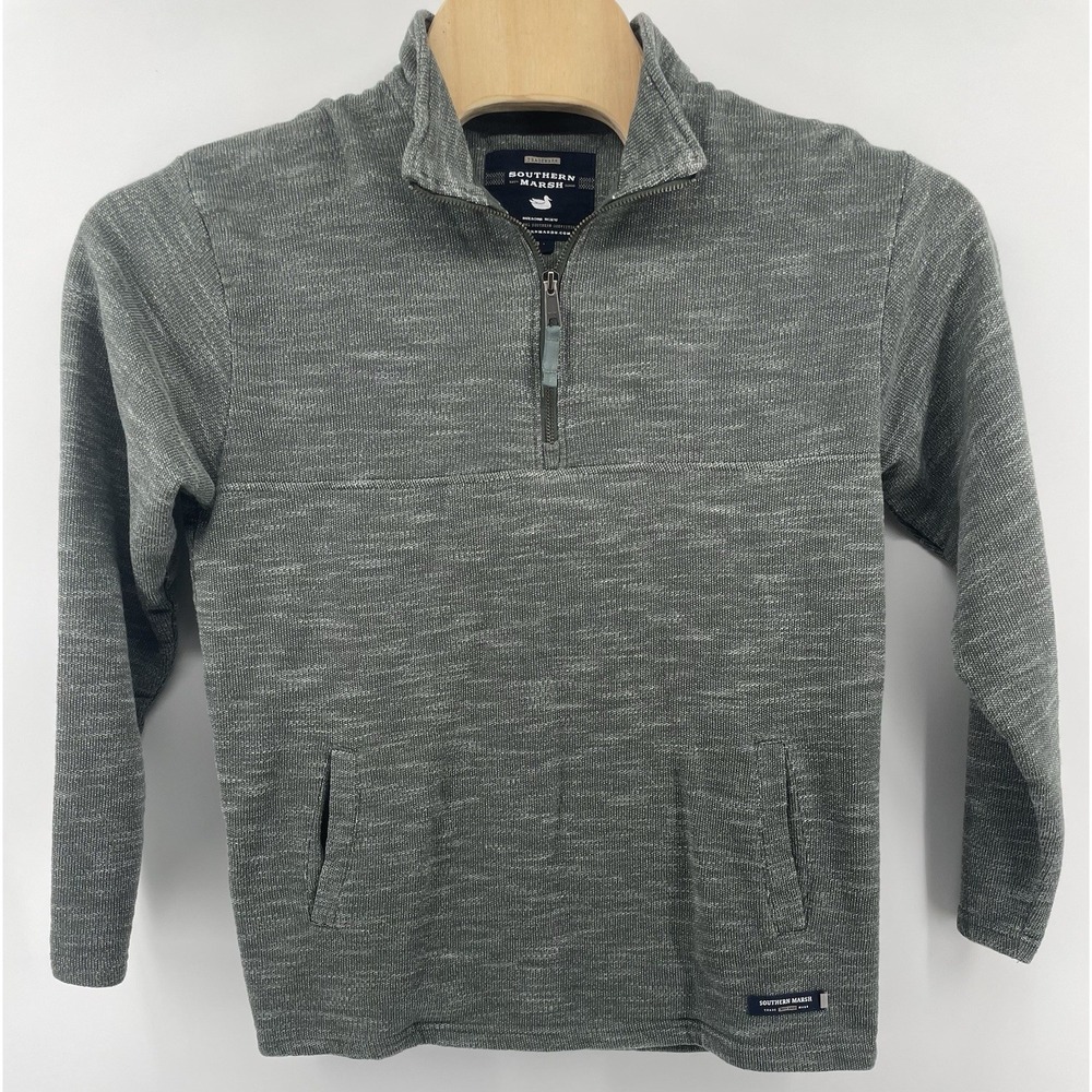 Southern Marsh Pullover Men Small Grey 1/4 Zip Heathered Fleece Pocket Outdoorsy